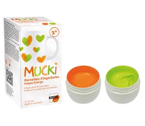 KREUL Fingerfarben für Porzellan MUCKI Happy Energy / Set mit 2 × 50 ml / ab 2 Jahren