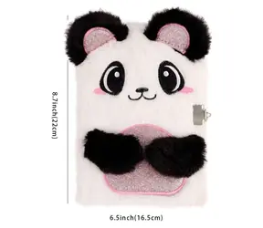 SPARKYS Plüschtagebuch mit Schloss Panda / Notizbuch / Plüscheinband / 22 x 16,5 cm