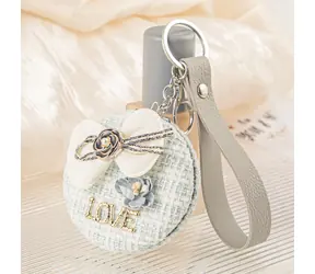 Sparkys Taschenspiegel Blue Caress / Kosmetikspiegel / mit Schleife und LOVE-Aufschrift