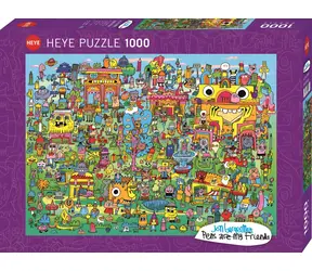 HEYE Puzzle Pens are my Friends: Doodle Village / 1000 Teile / 70 x 50 cm