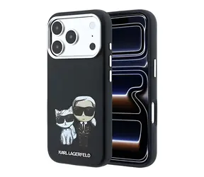 Karl Lagerfeld PU Semi Wrap Smooth Sketch Bodies MagSafe Hülle für Apple iPhone 18 Pro Max Schwarz / Schutzhülle