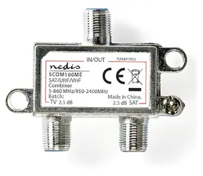Nedis Satellitensignal-Combiner Silber / Combiner / 5-862 MHz / 950-2400 MHz / 75 Ohm / Power Pass