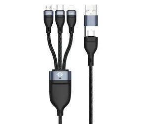 Conceptronic ETTA06B15 schwarz / Ladekabel / USB-C auf Micro-USB und Lightning / PD 100 W / 480 Mbit/s / 1,5 m