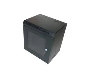 Xtendlan Schrank 10" 9U 280×350 mm schwarz / Wandschrank / Glastür / Tragfähigkeit 50 kg