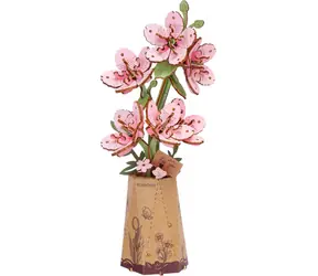 Robotime Rowood 3D-Holzpuzzle Sakura / 113 Teile / Schwierigkeitsgrad 2/5 / ca. 30 Minuten