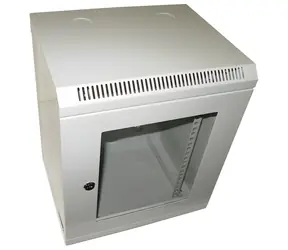 Xtendlan Schrank 10" 9U 280×350 mm grau / Wandschrank / Glastür