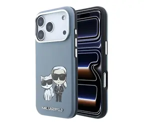 Karl Lagerfeld PU Semi Wrap Smooth Sketch Bodies MagSafe Hülle für Apple iPhone 18 Pro Max, blau / Schutzhülle