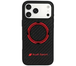 Audi RSQ Carbonfaser Sport Rot Kreis Schwarz / Rückseite / Apple iPhone 18 Pro Max, iPhone 17 Pro Max / MagSafe