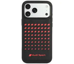 Audi Sport Schutzhülle aus schwarzem Kunstleder mit MagSafe-Funktion für Apple iPhone 18 Pro Max und 17 Pro Max