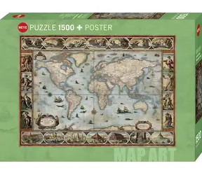 HEYE Puzzle-Kartenkunst: Die Welt von Willem Blaeu / 1500 Teile / 80 × 60 cm