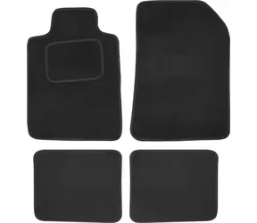 Compass Textile Fußmatten UNI Größe 1 schwarz / Autoteppich / 4-teiliges Set / 2x vorne + 2x hinten