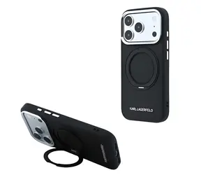 Karl Lagerfeld PU Saffiano Ringständer schwarz / Rückseite / MagSafe / Apple iPhone 18 Pro Max