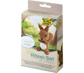 FOLIA 23909 Häkelset Eichhörnchen Mini / Kreativset / ab 8 Jahren / ca. 12-14 cm
