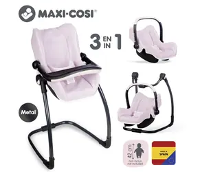 Smoby Maxi-Cosi 3-in-1 Puppentrage und Stuhl Rosa / Schaukel / Kunststoff / für Puppen bis 42 cm / ab 3 Jahren