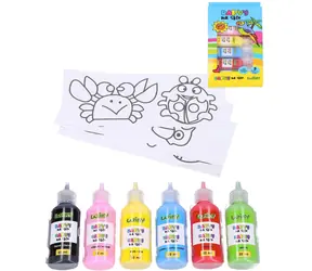WIKY Glasfarben mit Konturen und Schablonen / Künstler-Set / 6 x 22 ml / ab 3 Jahren
