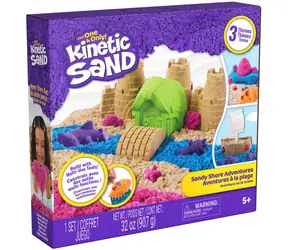 Spin Master Kinetic Sand Sandstrand / Kreativset mit Flüssigsand und Werkzeugen / 907 g / ab 5 Jahren