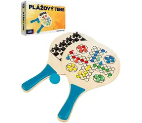 Albi Spielset Beach Tennis, Schach, Nicht ärgern 3in1 / Holz / 2+ Spieler / ab 6 Jahren