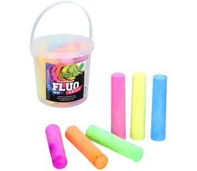 WIKY Fluoreszierende runde Straßenmalkreide im Eimer / Kreide / 15 Stück / Farbmix