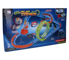 WIKY Flip Track Leucht-Autobahn / 88 x 27 x 48 cm / USB-Ladefunktion / ab 3 Jahren