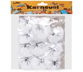 WIKY Spinnennetz mit Halloween-Spinne / Partydekoration / 12 Stück / Spinne ca. 5 cm