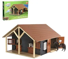KIDS GLOBE Holzbausatz Pferdestall mit 2 Kisten / Maßstab 1:24 / ab 3 Jahren