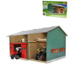 KIDS GLOBE Holzscheune mit Werkstatt-Set / Maßstab 1:32 / ab 3 Jahren
