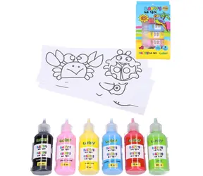 WIKY Glasfarben mit Glitzer 5 x 22 ml / Kreativset / Schwarze Konturen und Schablonen / ab 3 Jahren