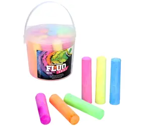 WIKY Straßenmalkreide, fluoreszierend, rund, 20 Stück im Eimer / Kreide / Farbmischung / Klassische Spitze