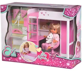 Simba Puppe Evi Love Evička Mein kleines Zimmer / 12 cm / mit Kinderbett, Schreibtisch und Kleiderschrank / ab 3 Jahren