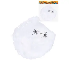 WIKY Dekoration Spinnennetz mit Spinnen Halloween / Partydekoration / 2 Spinnen / ca. 5 cm / ab 3 Jahren