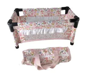WIKY Puppenbett / Reisebett / Faltbar / Blumenmuster / 42 x 23 x 20 cm / ab 3 Jahren
