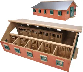 KIDS GLOBE Pferdestall 1:24 mit 7 Boxen / Holzbausatz / ab 3 Jahren