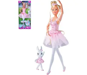 Simba Puppe Steffi Ballerina mit drehbarem Rock und Häschen / 29 cm / ab 3 Jahren