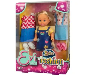 Simba Puppe Evička im Jeanskleid / 12 cm / 2 zusätzliche Outfits mit Turnschuhen