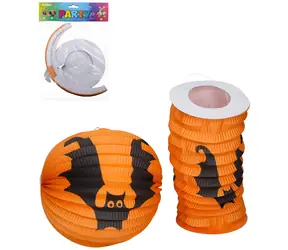 WIKY Laternen-Set Halloween Fledermaus orange / 2 Stück / Kugel 25 cm + Zylinder 15 cm / Papier