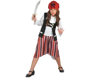 MADE Piratenkostüm für Kinder (L) / 8-10 Jahre (130-140 cm) / Hemd, Rock, Schal
