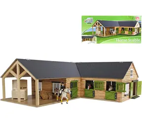 KIDS GLOBE Holzbausatz Pferdestall / 1:24 / 3 Kartons / ab 4 Jahren
