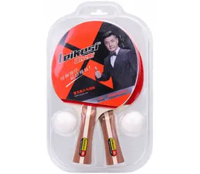 MADE Tischtennis-Set / 2 Schläger + 2 Bälle / Holz, Gummi, Kunststoff / ab 3 Jahren