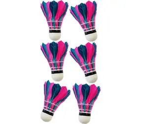 Acra Feather Badminton-Federbälle, zweifarbig, 6 Stück / Badminton-Federbälle / Dose / ab 3 Jahren