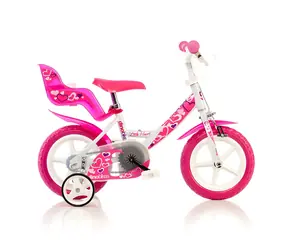 Dino BIKES Kinderfahrrad CSK5124 weiß-rosa / 12"-Räder / abnehmbare Stützräder / verstellbarer Sattel