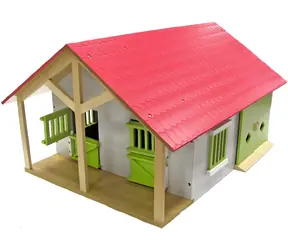 KIDS GLOBE Pferdestall mit Werkstatt / 1:24 / Holzbausatz / ab 3 Jahren