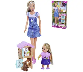 Simba Steffi und Evička Hasenfamilien-Puppenset mit 2 Hasen / 29 cm / ab 3 Jahren
