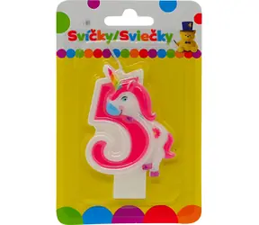 SPARKYS Geburtstagskerze Einhorn, Zahl 5 / Kuchenkerze / 9 x 14 x 1,3 cm / 12 g