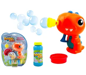 BUBBLE FUN Seifenblasenmaschine Dinosaurier orange / Seifenblasenmaschine / 60 ml Nachfüllpackung / ab 3 Jahren
