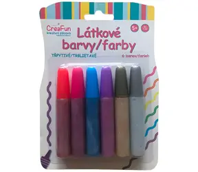 SPARKYS CreaFun Stoffmalfarben mit Glitzer / Malset / 6 x 42 ml / ab 3 Jahren