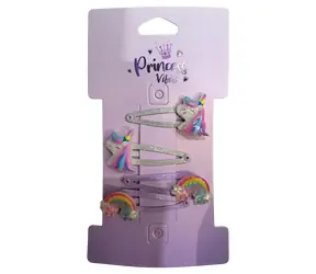 SPARKYS Haarspangen, pinke Einhörner und Regenbogen / Glitzer-Haarspangen / 4 Stück
