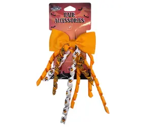 SPARKYS Haarspangen mit Schleifen und Spiralen / Ripsbandschleife mit gedrehten Bändern / Halloween-Motiv
