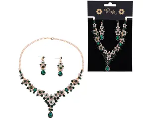 SPARKYS Emerald Queen PINK Halskette und Ohrringe Set / Kinderschmuck