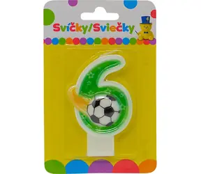 SPARKYS Geburtstagskerze mit der Zahl 6 / 9 x 1,3 x 14 cm