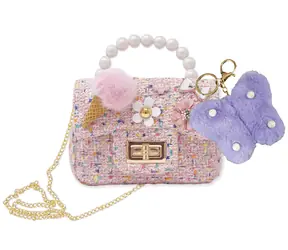 SPARKYS Mini-Handtasche mit Schmetterlings-Schlüsselanhänger / Accessoire für Mädchen / 15 x 17 x 6 cm